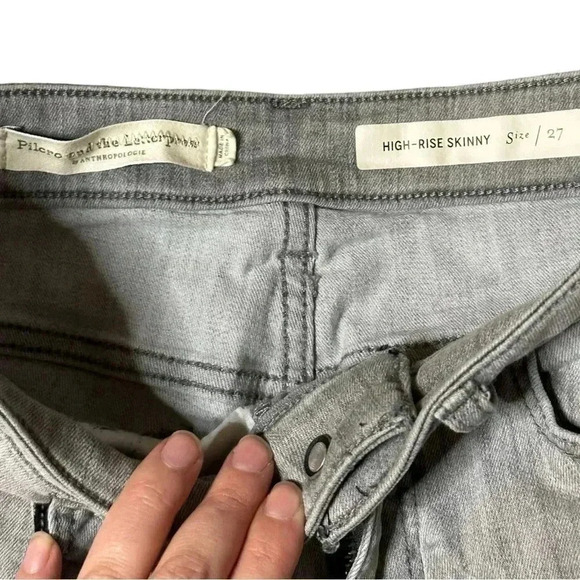 Anthro Pilcro Medium Gray High Rise Skinny Denim Jeans Women's sz 27 - Picture 6 of 7